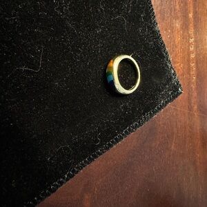 Na Hoku Gold Ring with Rainbow Accents